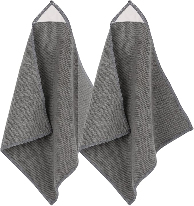 Microfiber Cleaning Cloth Grey - 12 Pcs (12.5"x12.5") - High Performance - 1200 Washes, Ultra Absorbent Microfiber Towel Weave Grime & Liquid for Streak-Free Mirror Shine - Car Washing Cloth