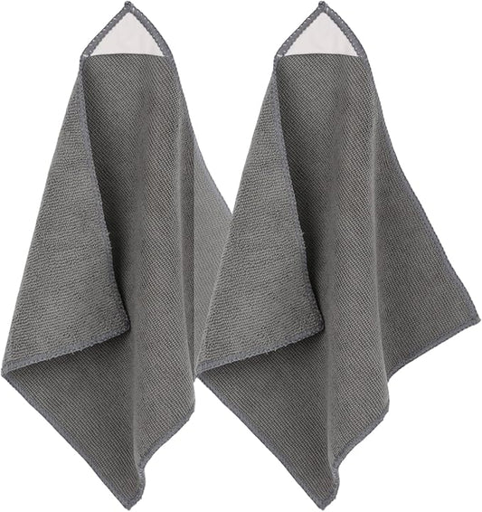 Microfiber Cleaning Cloth Grey - 12 Pcs (12.5"x12.5") - High Performance - 1200 Washes, Ultra Absorbent Microfiber Towel Weave Grime & Liquid for Streak-Free Mirror Shine - Car Washing Cloth