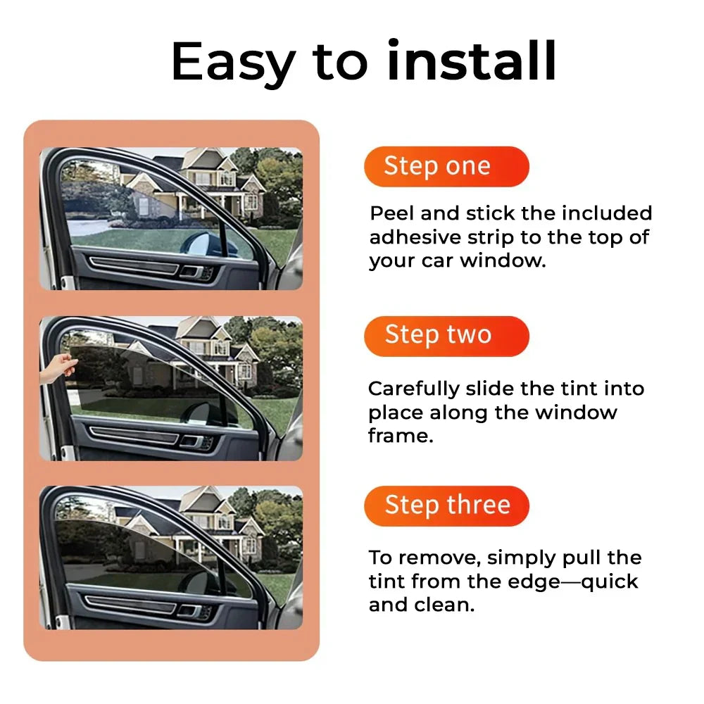Universal Reduce Infrared Heat & Block UV by 99% Removable Window Tint Film for Cars - DIY Cut for Multiple Shapes