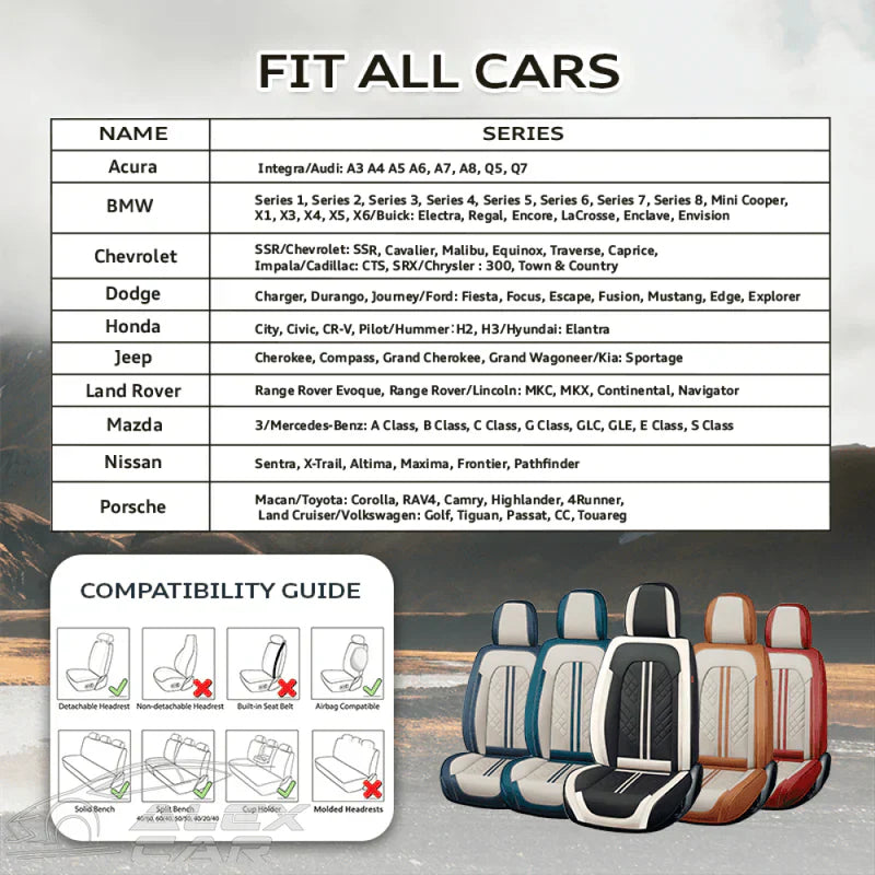 Zetas Car Seat Cushion Full Set Universal Waterproof Breathable Vehicle Leather Cover for Cars, SUV, Pick-up Truck