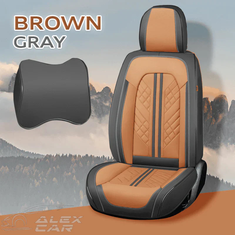 Zetas Car Seat Cushion Full Set Universal Waterproof Breathable Vehicle Leather Cover for Cars, SUV, Pick-up Truck