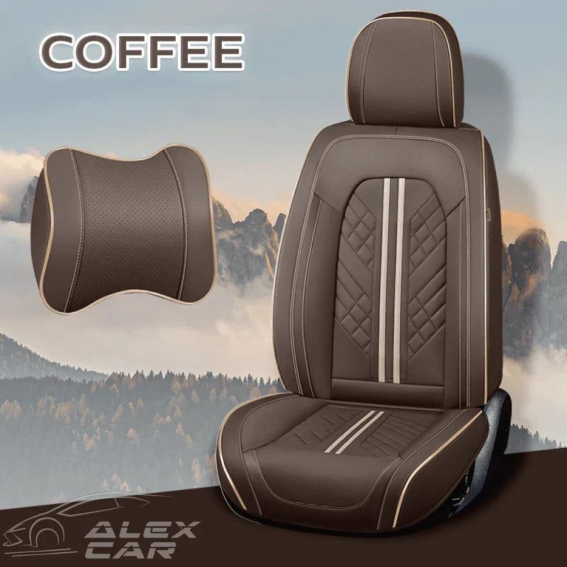 Zetas Car Seat Cushion Full Set Universal Waterproof Breathable Vehicle Leather Cover for Cars, SUV, Pick-up Truck