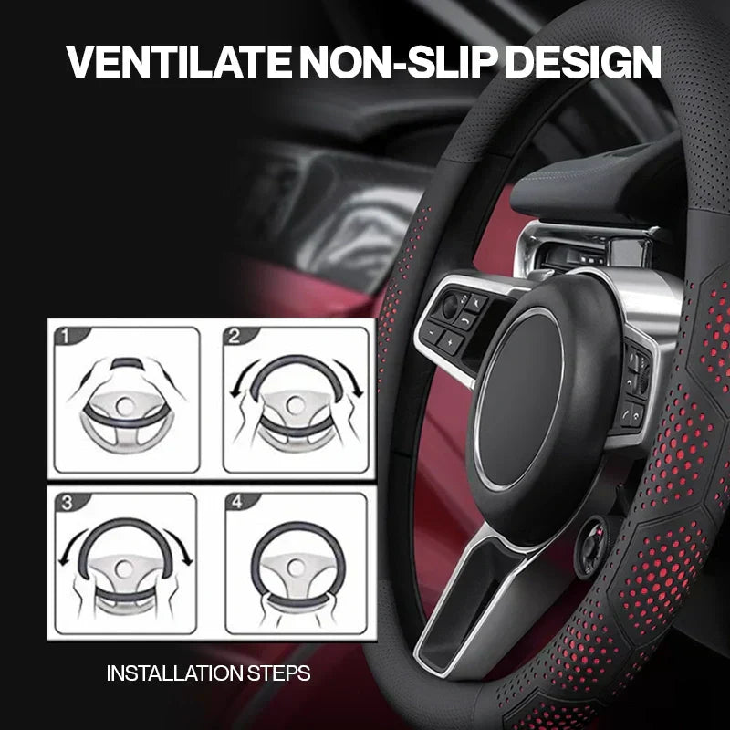 Gripex UltraGrip Breathable Leather Steering Wheel Cover | Anti-Slip, Universal Fit