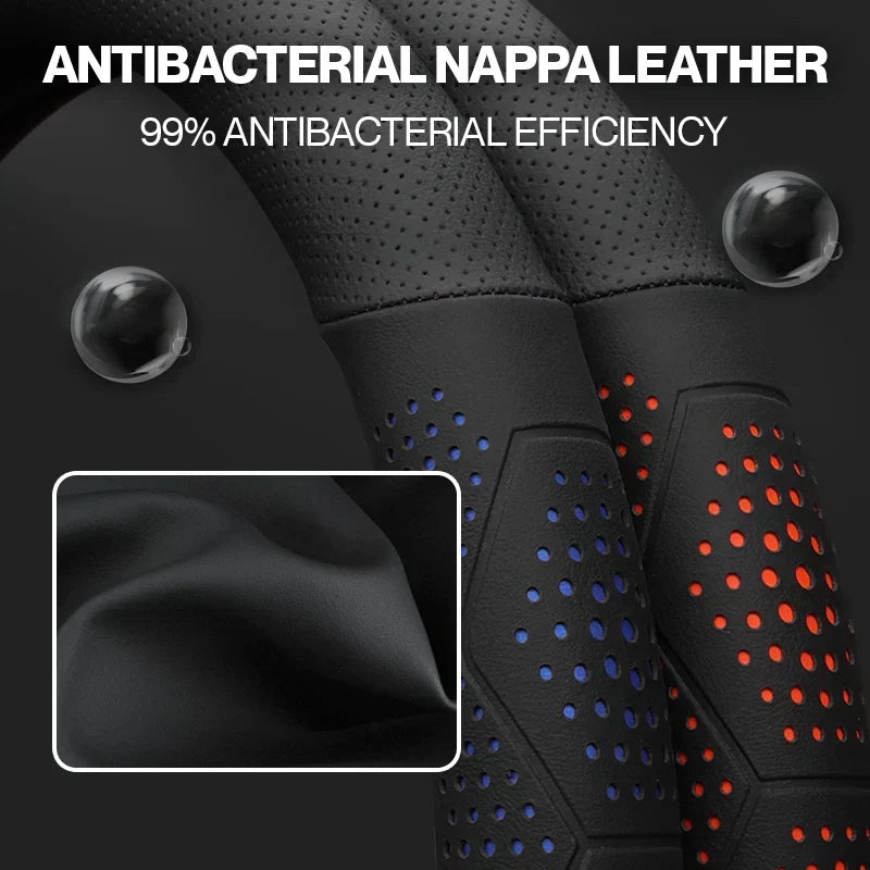 Gripex UltraGrip Breathable Leather Steering Wheel Cover | Anti-Slip, Universal Fit