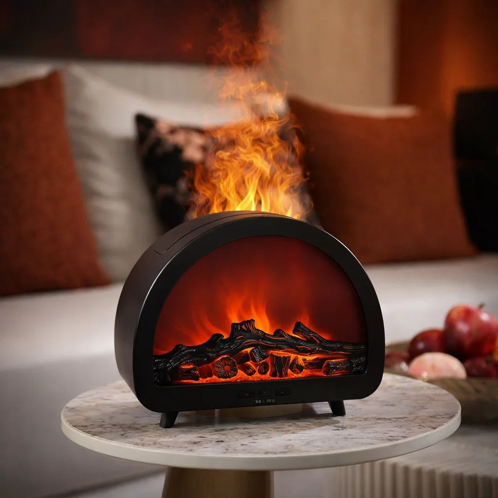 Fireplace Aurora Flame Ultrasonic Essential Oil Diffuser & Cool Mist Humidifier – LED Night Light, Auto Shut-Off & Whisper Quiet for Home & Office With Remote And Heavy Duty Power Adapter ultrasonic essential oil diffuser and humidifier - alternate view - Aroma Paradise